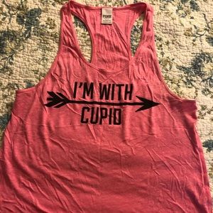 Adorable VS Pink tank “I’m with Cupid” sz L